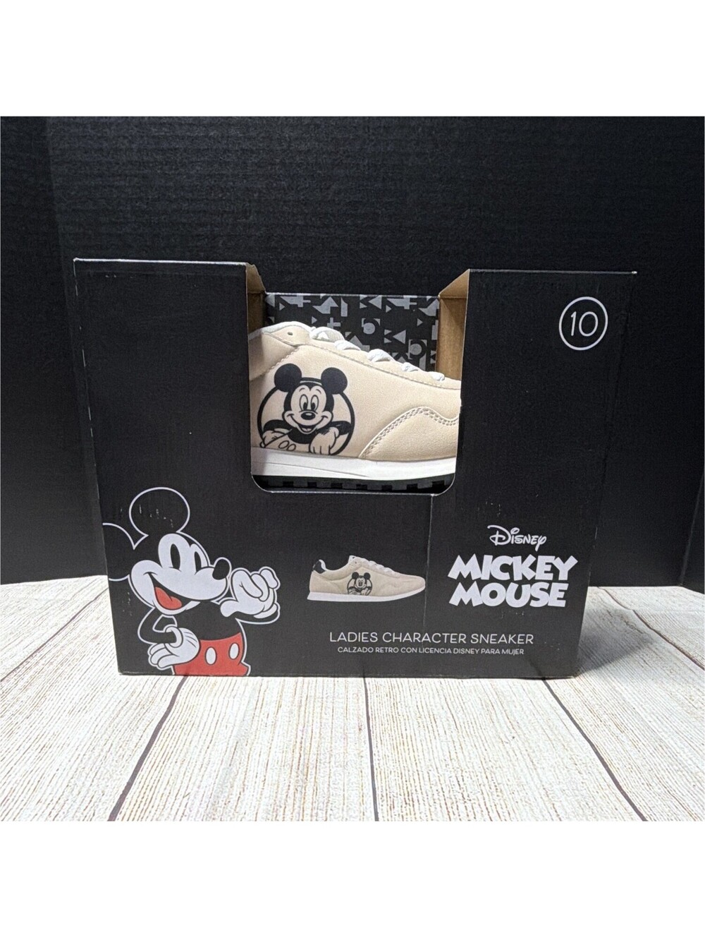 Mickey Mouse Women’s Beige Canvas Lace-Up Low Top Comfort Sneakers size 10